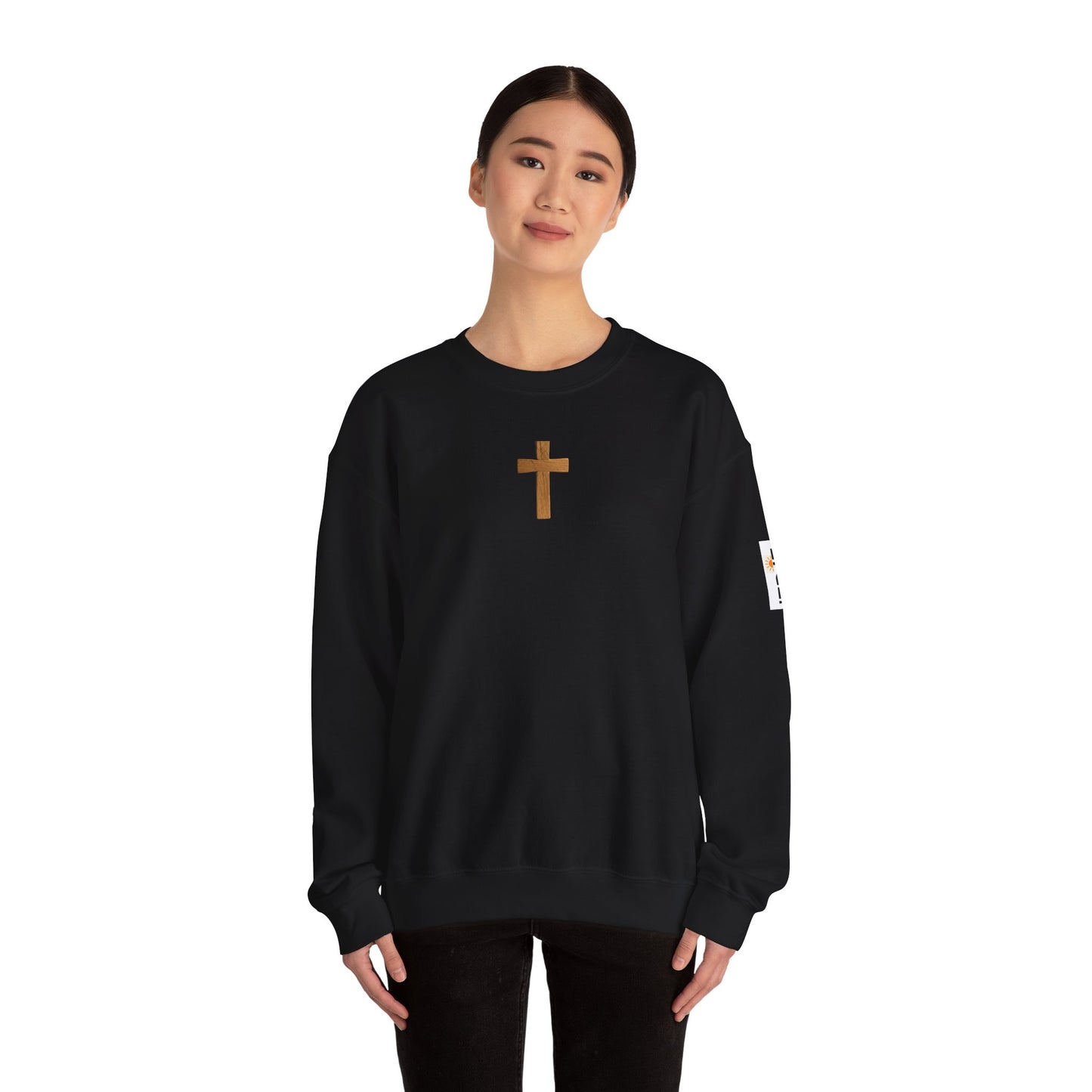 Christian Cathedral Sweatshirt with Wooden Cross Design