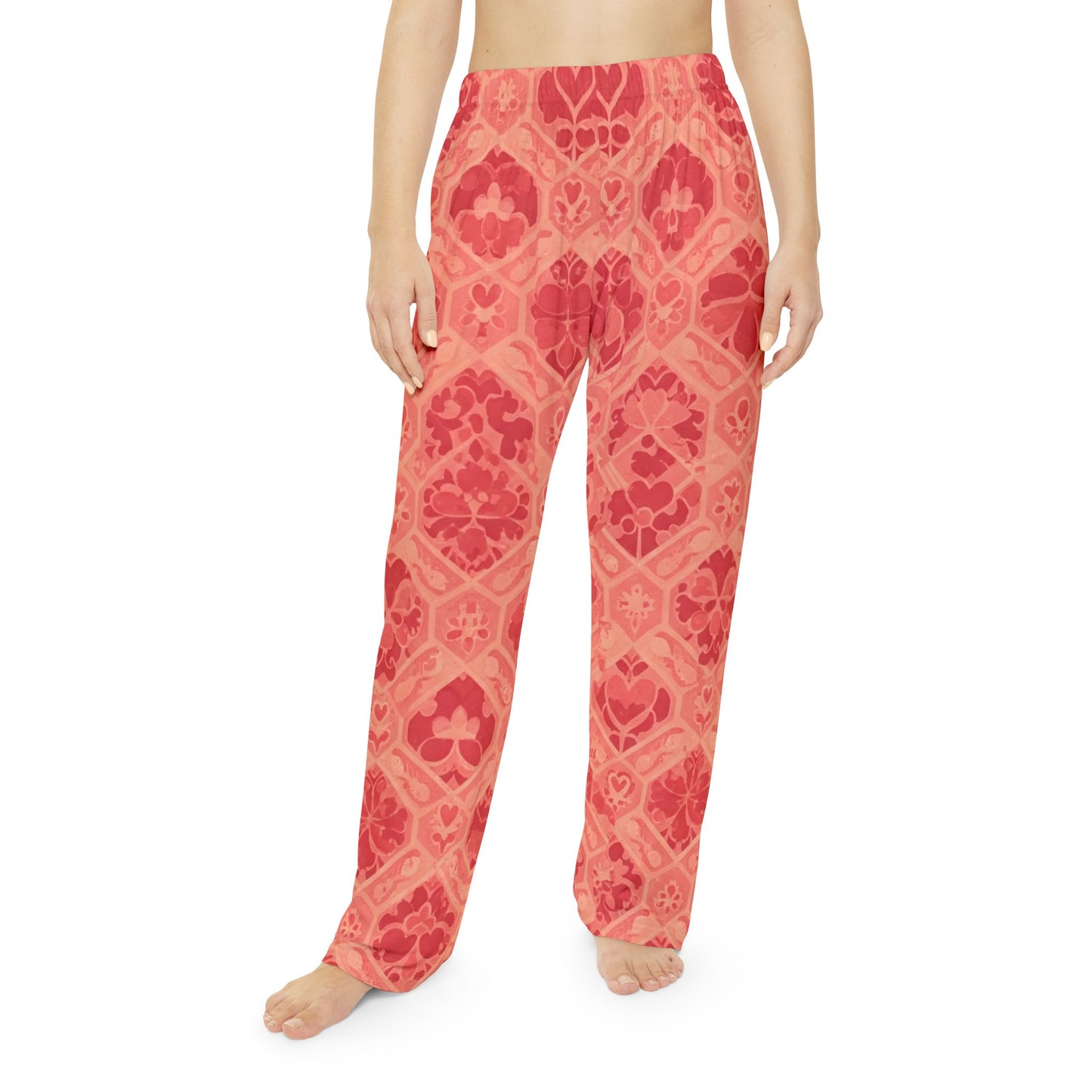 Pink Hearts and Flowers Women's Pajama Pants