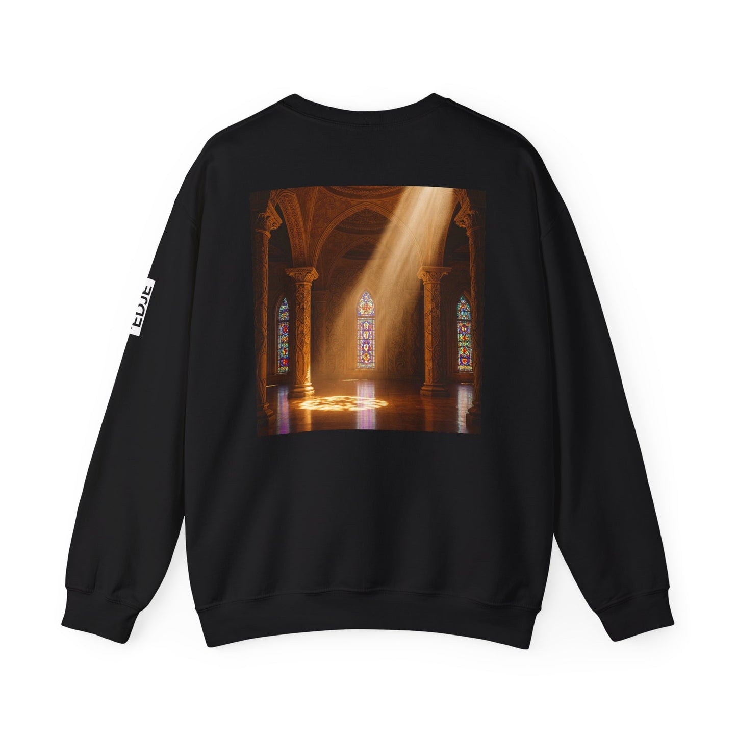 Christian Cathedral Sweatshirt with Wooden Cross Design