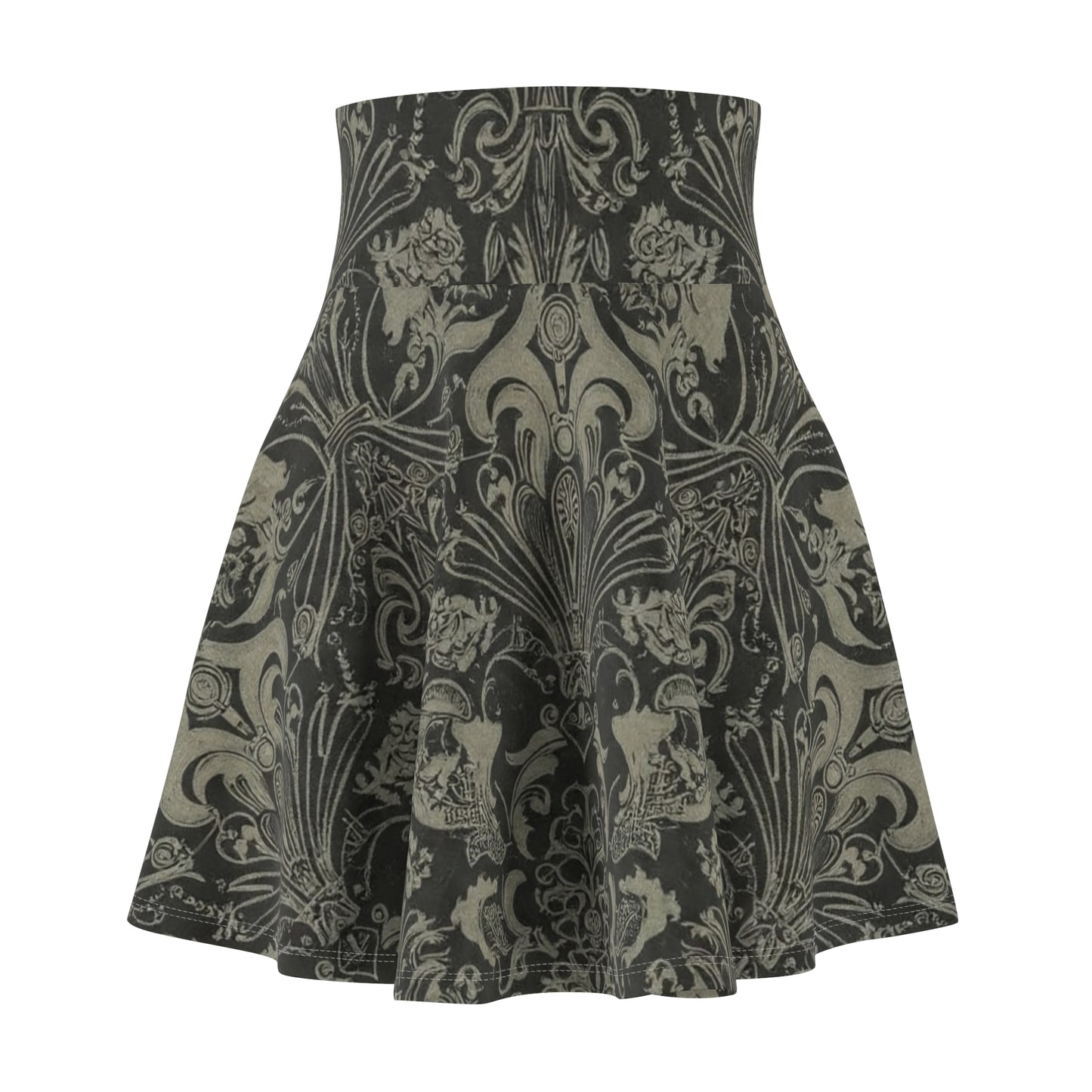 Skater Skirt - Modern Victorian Design with Bronze and Dark Gray Soulmate Pattern