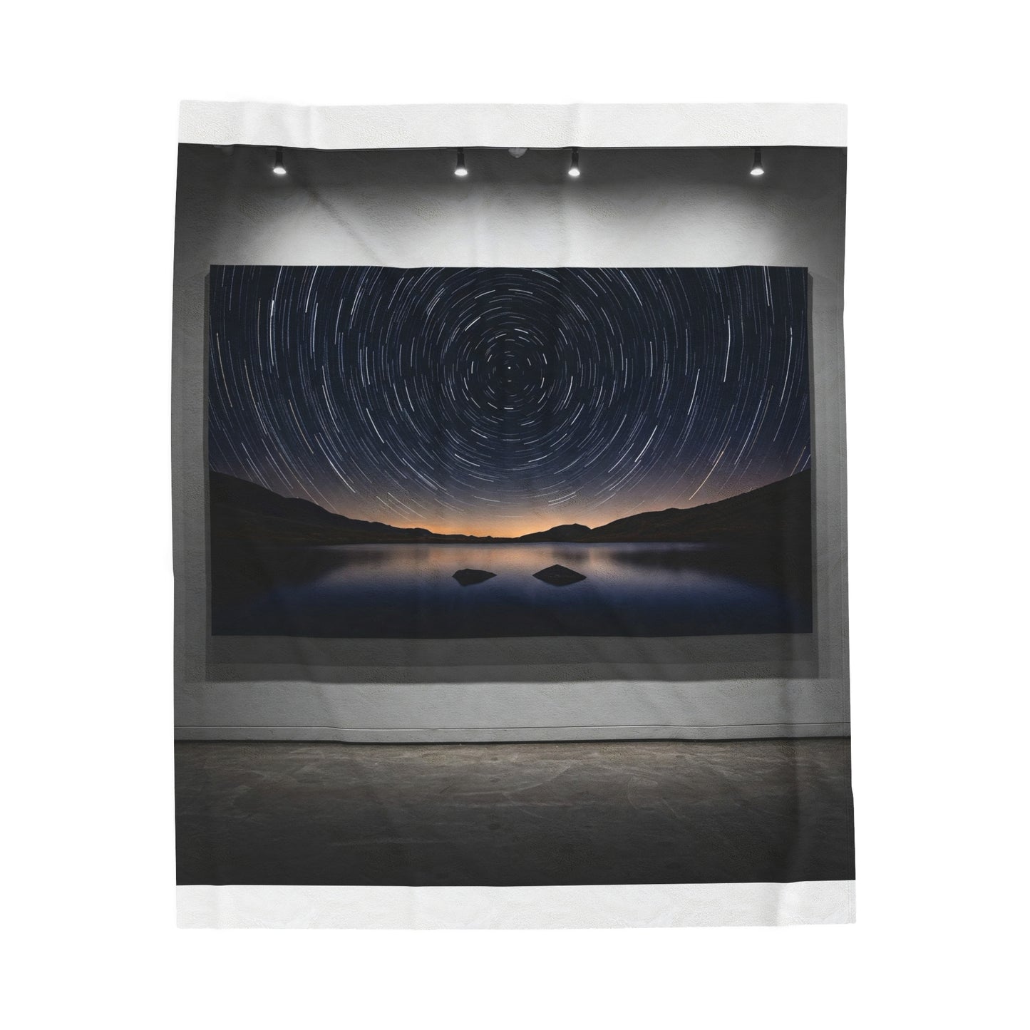 Plush Blanket - Astral Vortex Polar Eternal Night Mountain Lake Design