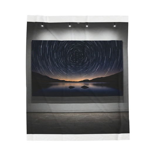 Plush Blanket - Astral Vortex Polar Eternal Night Mountain Lake Design