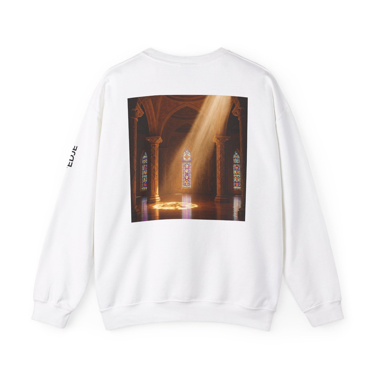 Christian Cathedral Sweatshirt with Wooden Cross Design