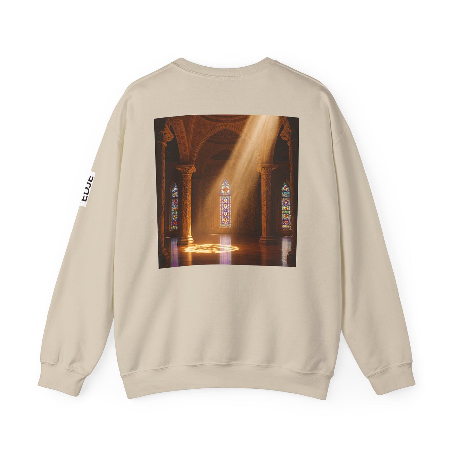 Christian Cathedral Sweatshirt with Wooden Cross Design