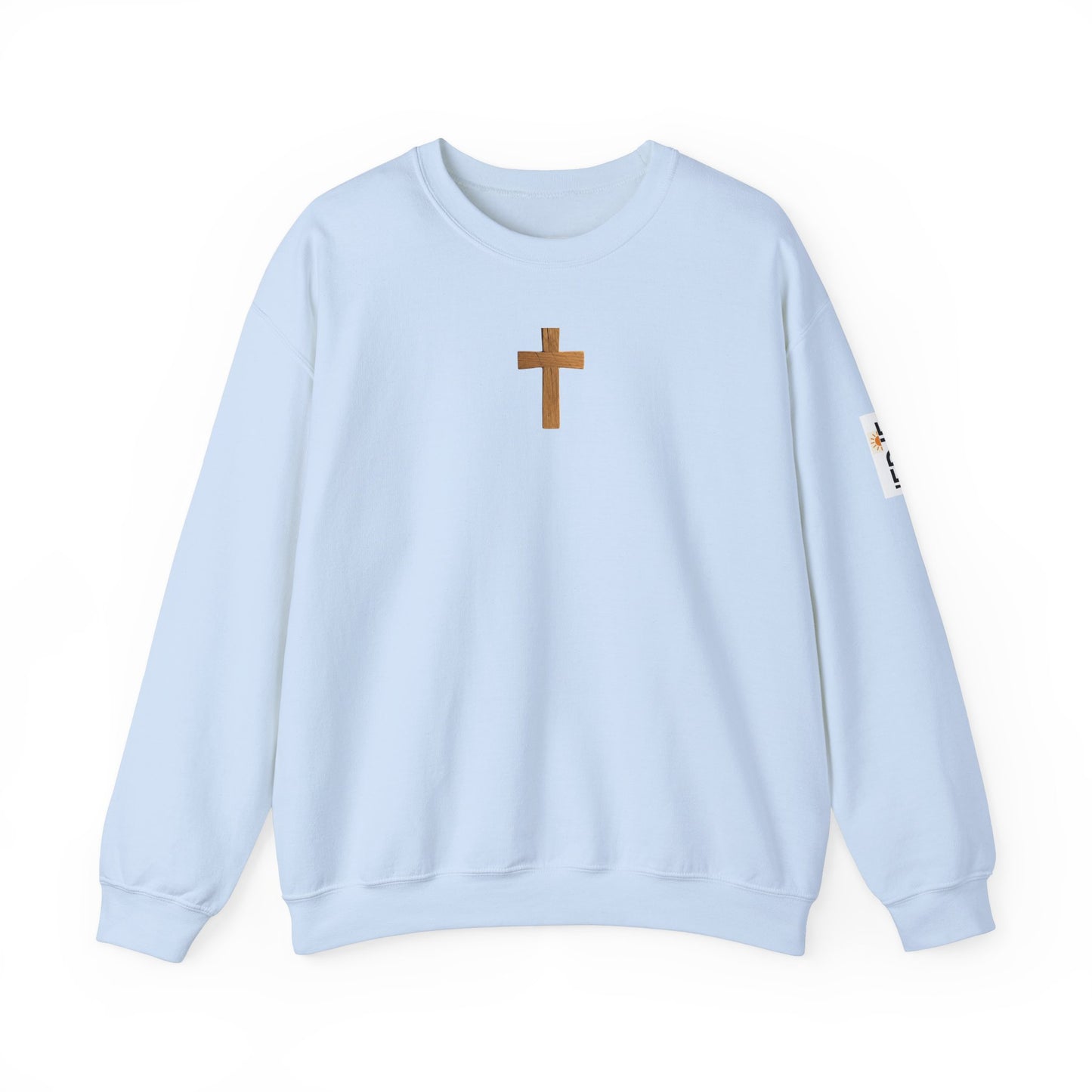 Christian Cathedral Sweatshirt with Wooden Cross Design