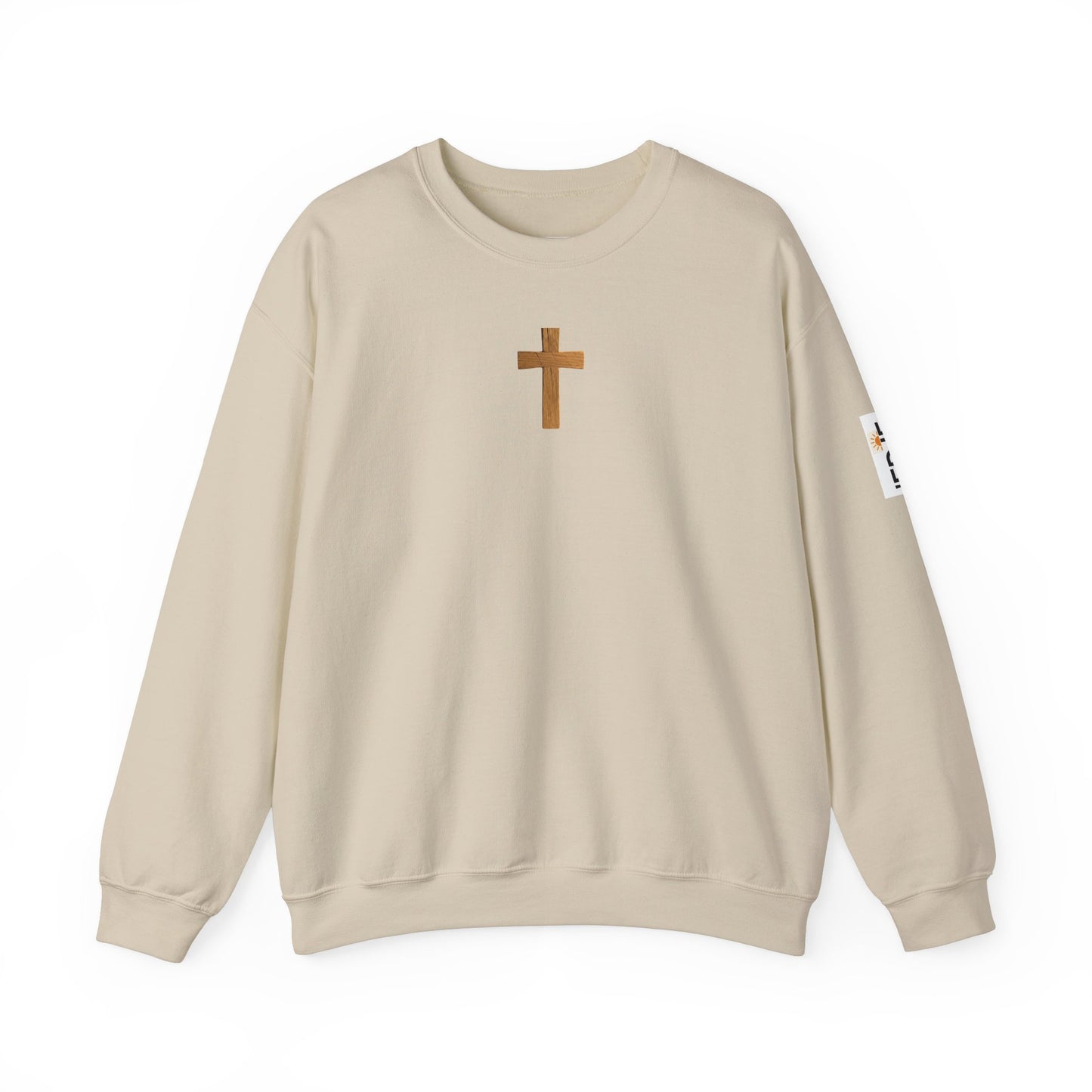 Christian Cathedral Sweatshirt with Wooden Cross Design