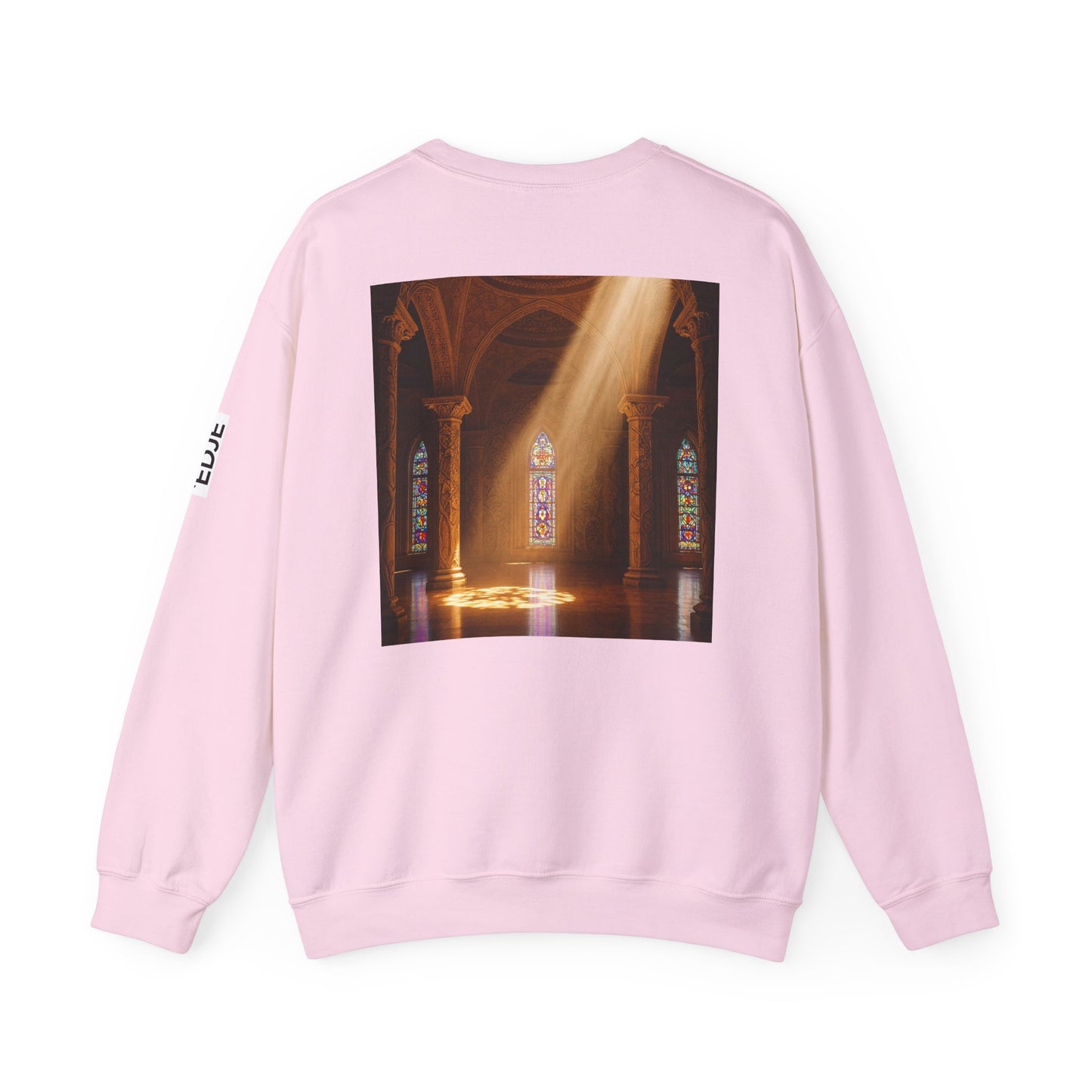 Christian Cathedral Sweatshirt with Wooden Cross Design