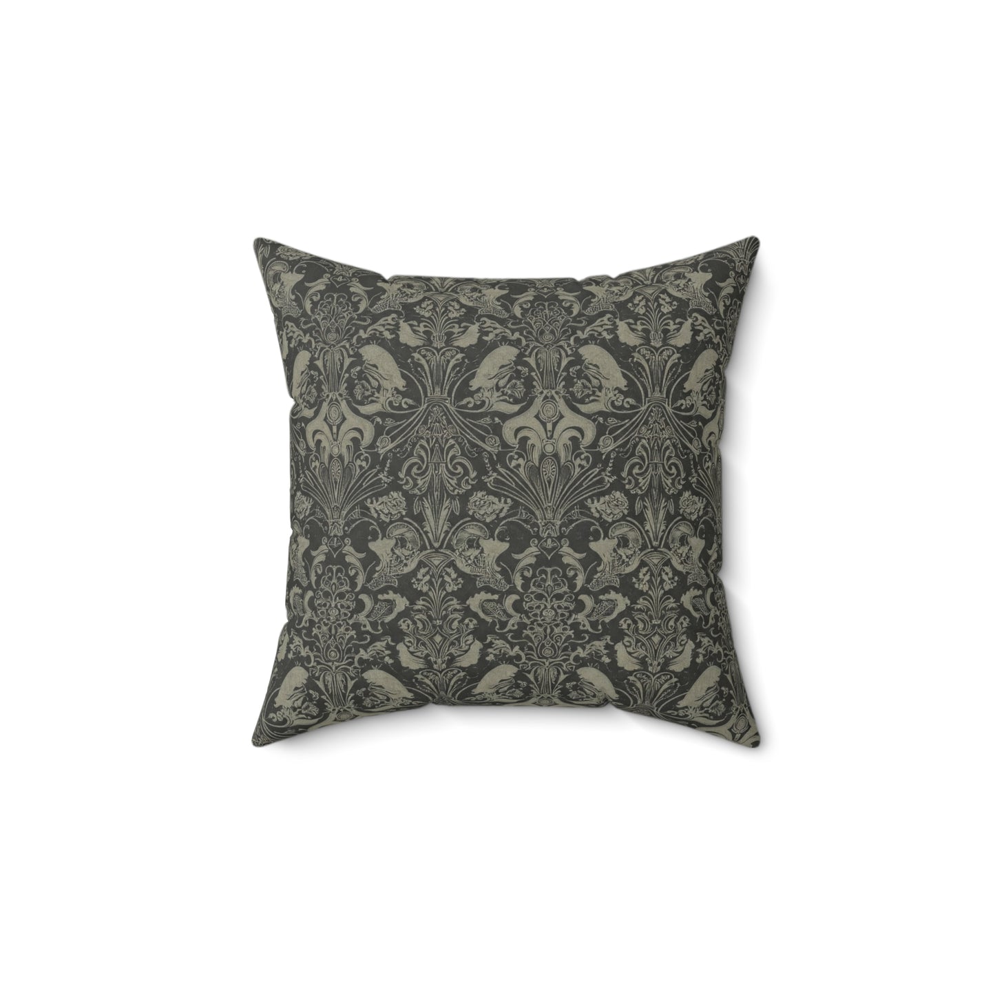 Square Pillow - Modern Victorian Bronze and Dark Gray Soulmate Pattern Design