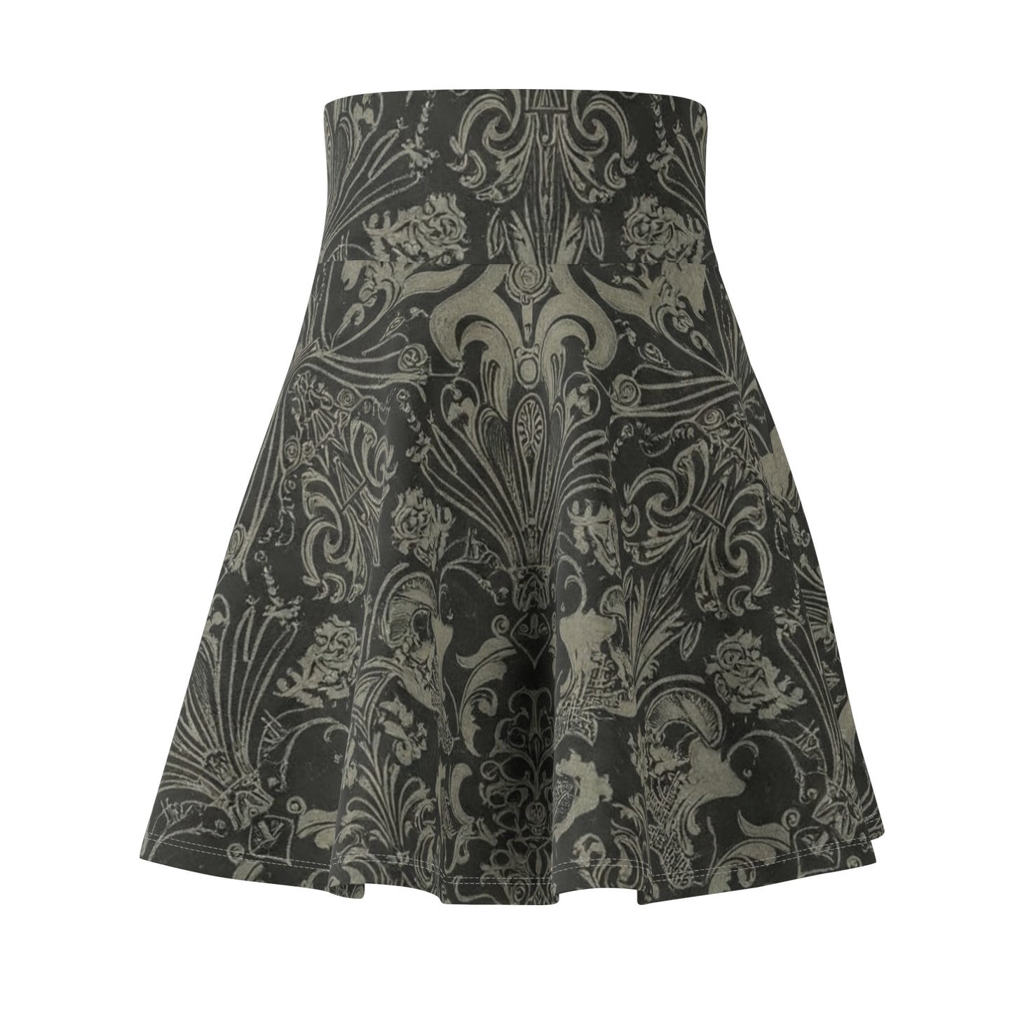 Skater Skirt - Modern Victorian Design with Bronze and Dark Gray Soulmate Pattern