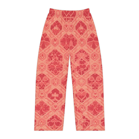 Pink Hearts and Flowers Women's Pajama Pants