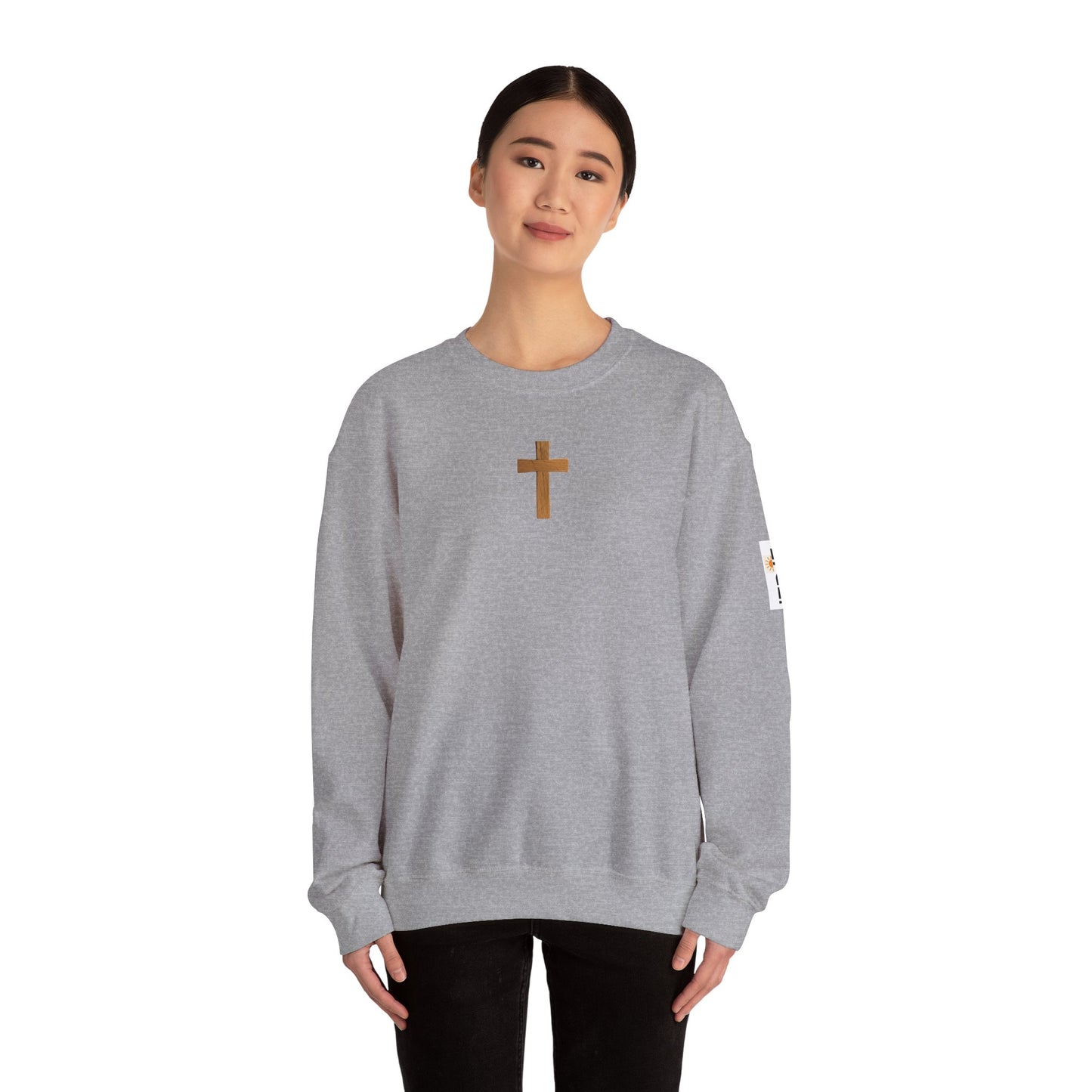 Christian Cathedral Sweatshirt with Wooden Cross Design