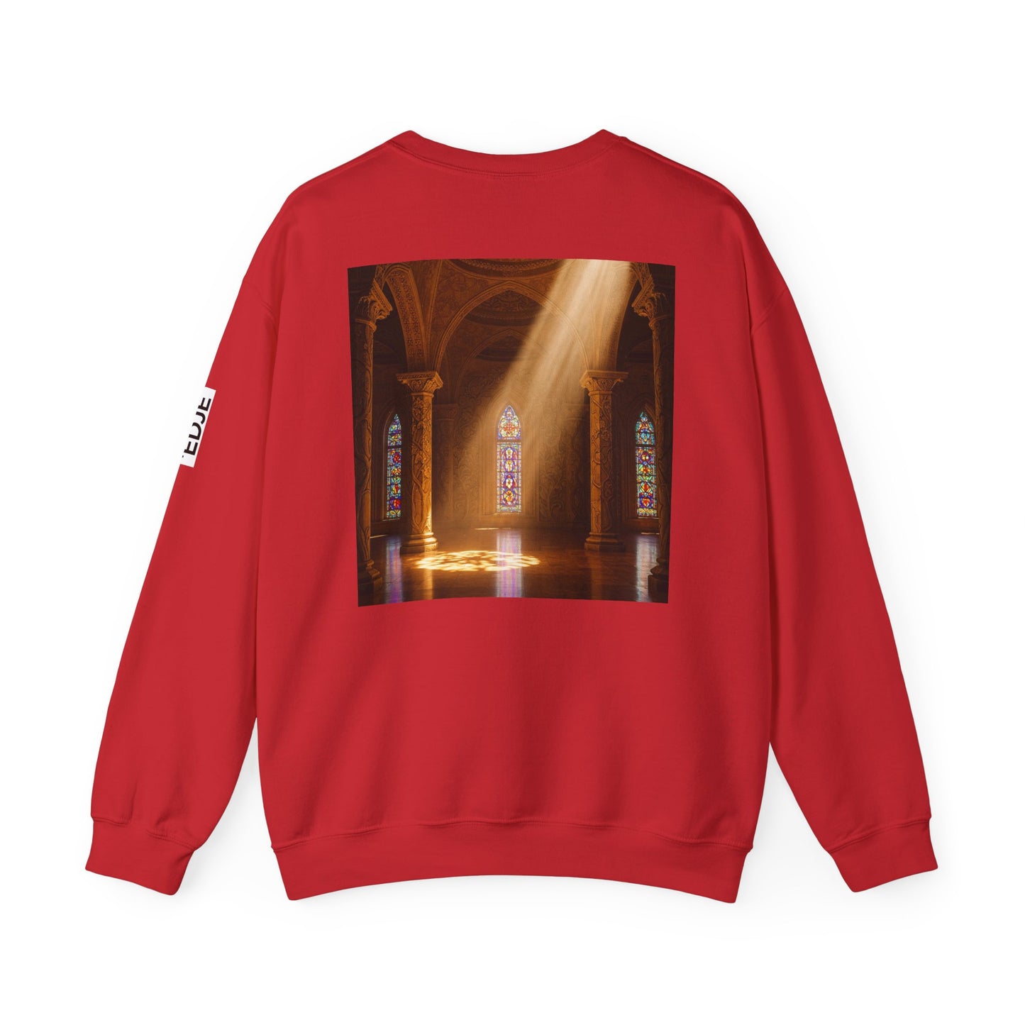 Christian Cathedral Sweatshirt with Wooden Cross Design