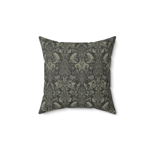 Square Pillow - Modern Victorian Bronze and Dark Gray Soulmate Pattern Design