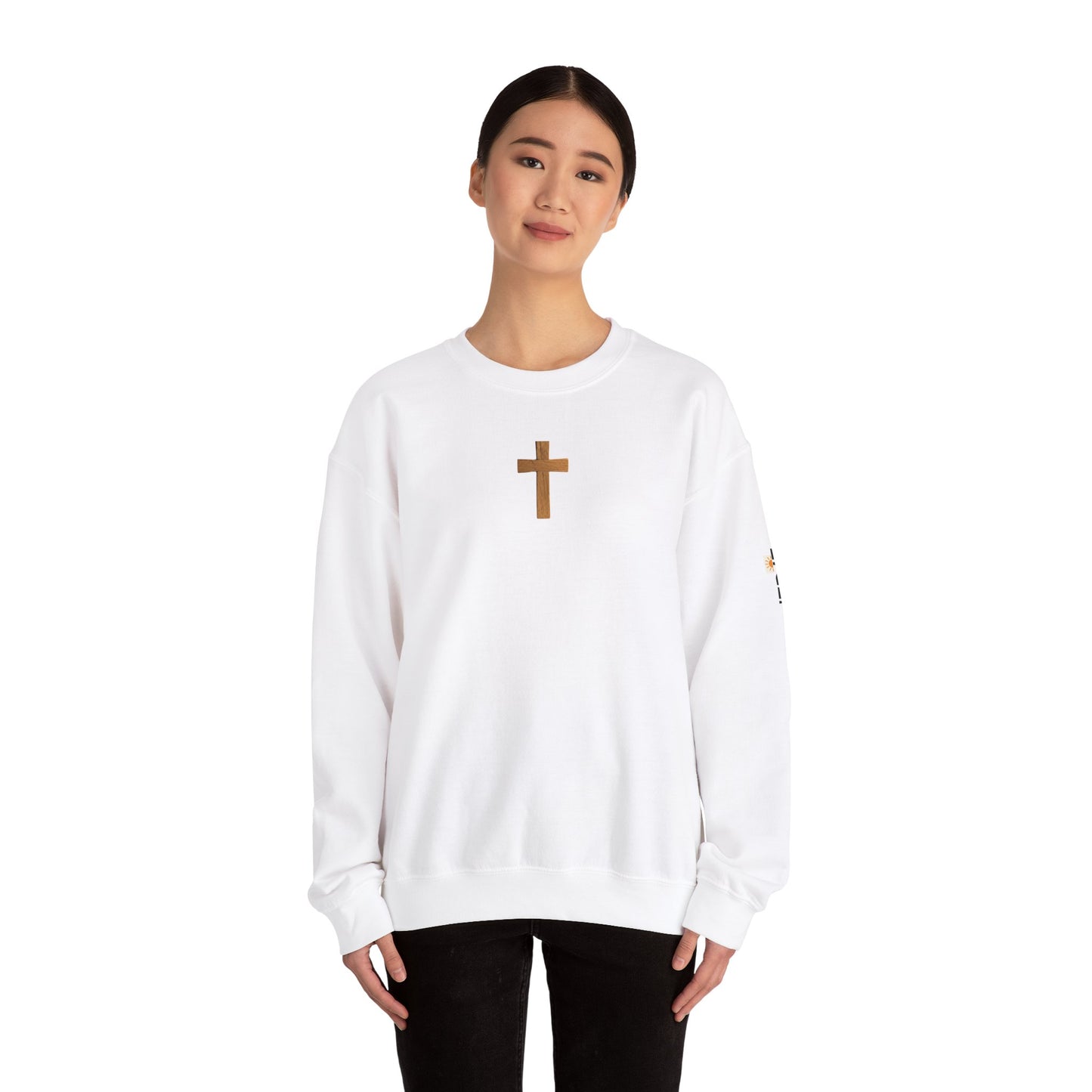 Christian Cathedral Sweatshirt with Wooden Cross Design