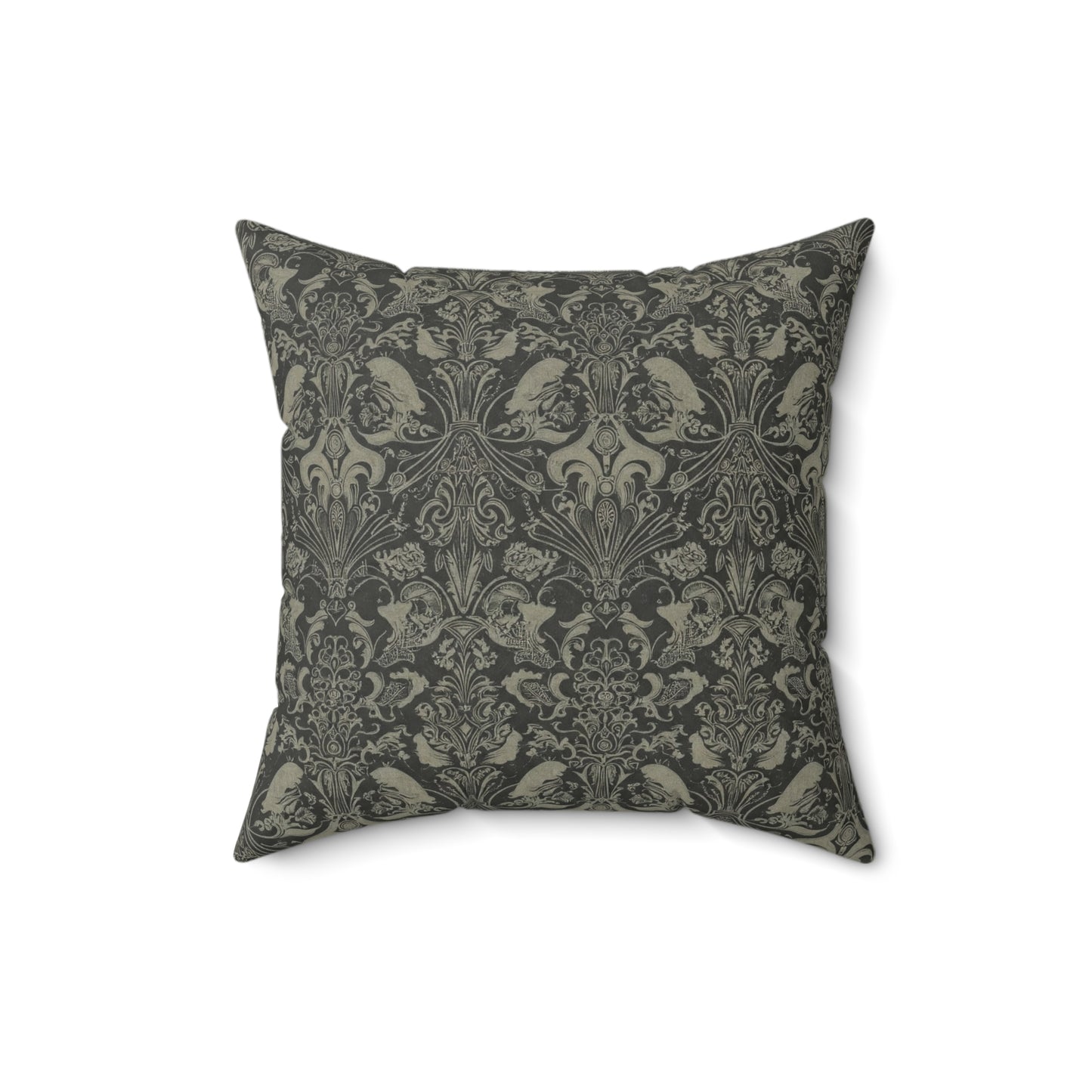 Square Pillow - Modern Victorian Bronze and Dark Gray Soulmate Pattern Design