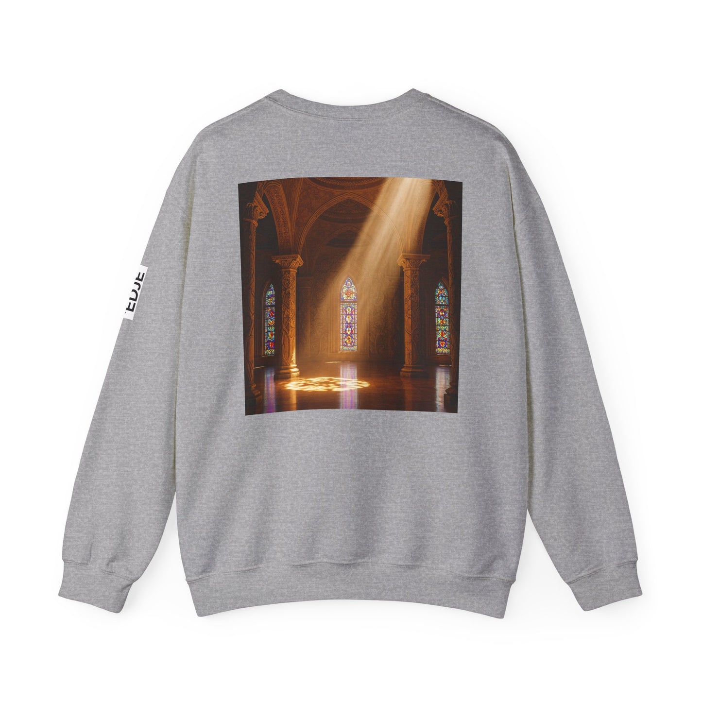 Christian Cathedral Sweatshirt with Wooden Cross Design