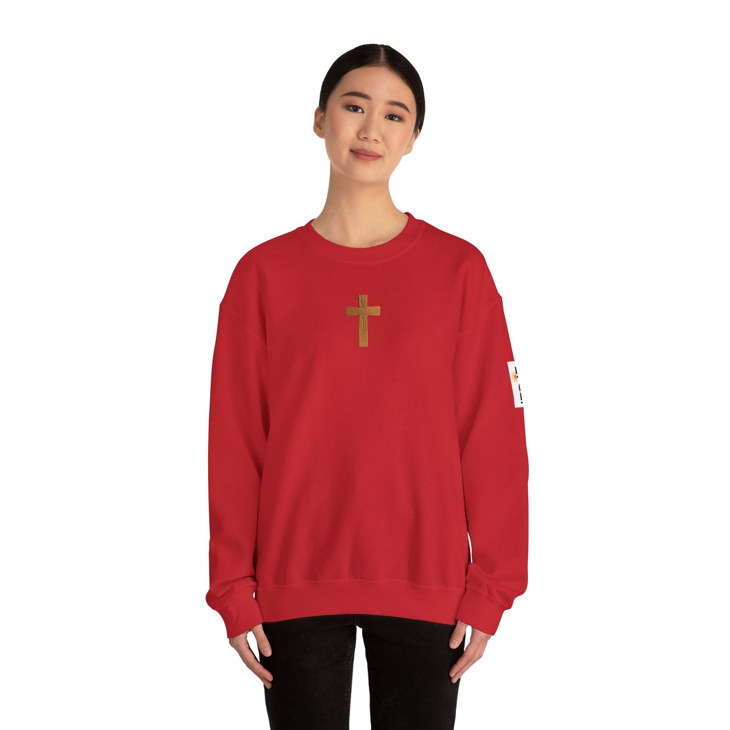 Christian Cathedral Sweatshirt with Wooden Cross Design