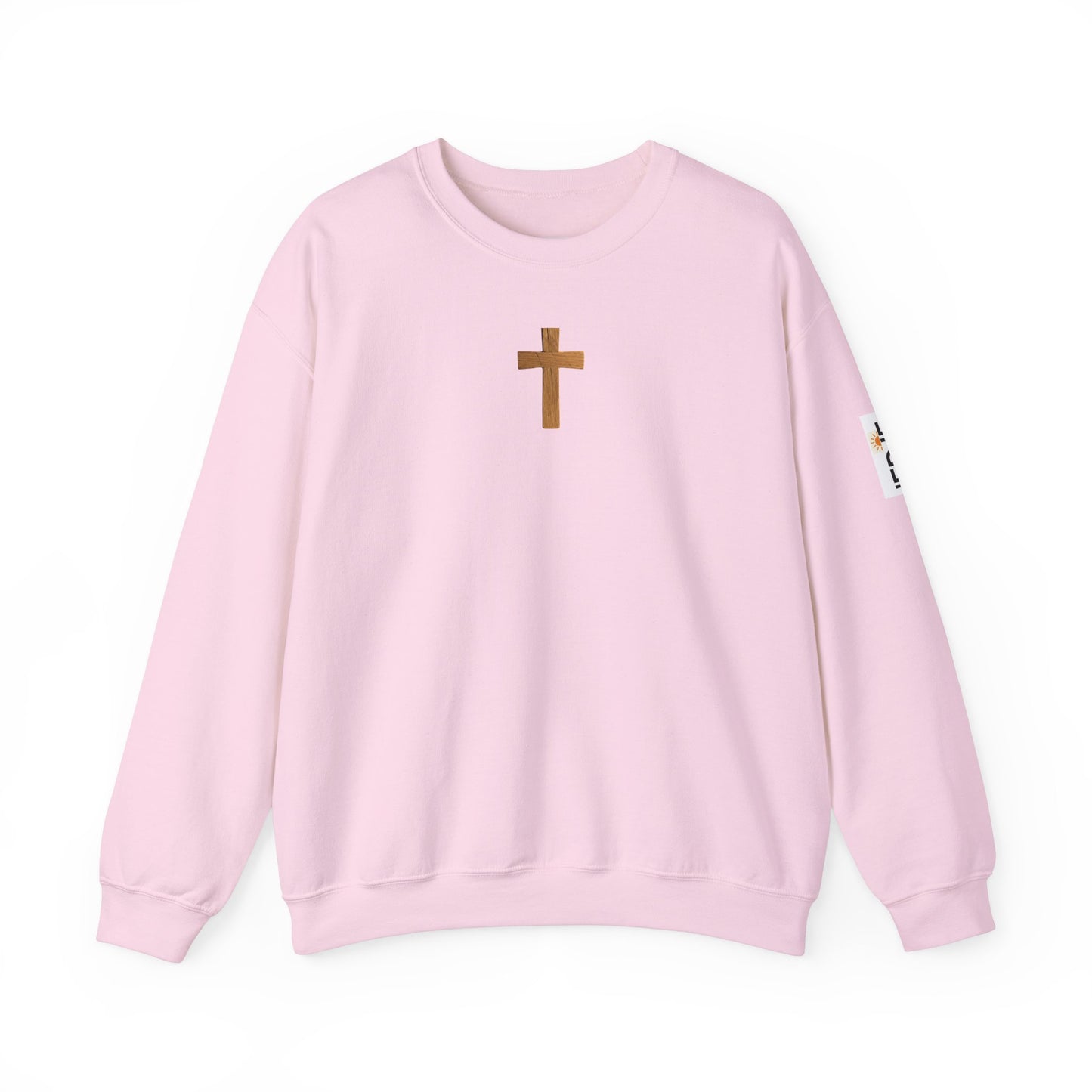 Christian Cathedral Sweatshirt with Wooden Cross Design